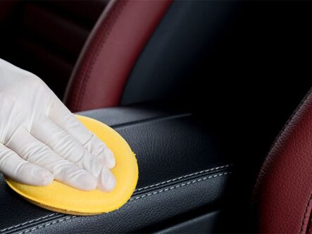 cleaning car leather seats.
